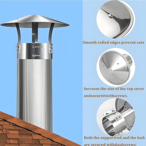 Tapa de chimenea regulable de 3 a 11.8 pulgadas con tornillos metálicos para techo 3