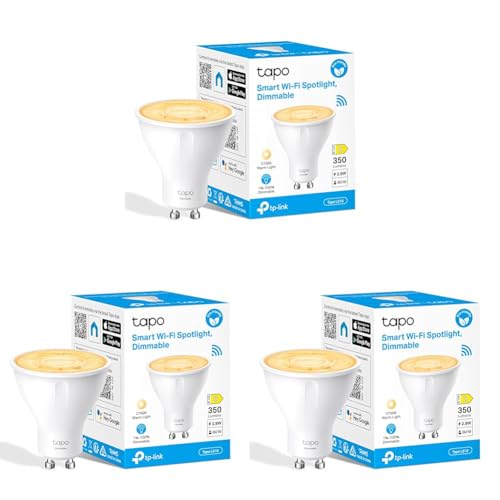 Tapo TP-Link L610 - Bombilla LED Inteligente Regulable GU10, 3.5W Ahorro de energía, Blanco Cálido 2700k, 350lm,Compatible con Alexa y Google, Control remoto, Horario y Temporizador, 1 Unidad