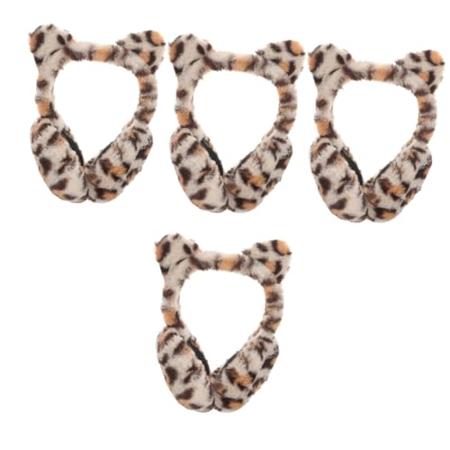 Orejeras con estampado de leopardo y diadema calentadora de orejas para niños y niñas