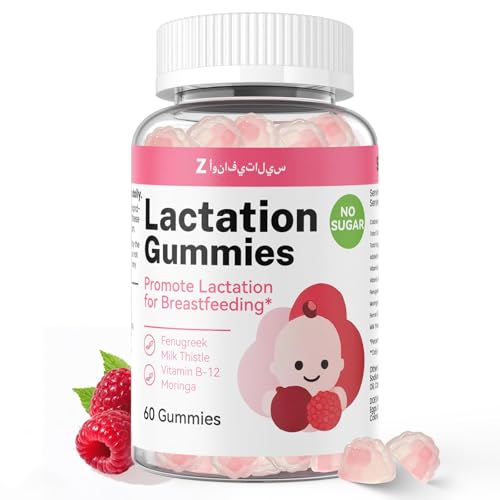 Image of Lactation Support Gummies – Herbal Blend with Fenugreek, Moringa & Fennel – Postnatal Vegan Vitamins B12 & D3 – Natural Breast Milk Booster for Nursing Moms – Raspberry Flavor, 60 Gummies