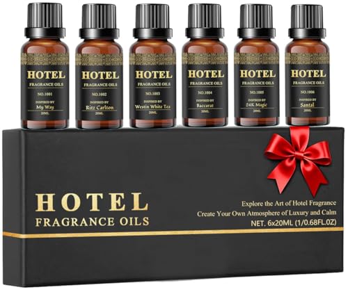 Hotel Diffuser Oil Set - Inspired by My Way Baccarat Westin White Tea Santal 24k Magic Ritz-Carlton Hotel Scent Essential Oil Set Large Capacity 20ml - (Pack of 6)