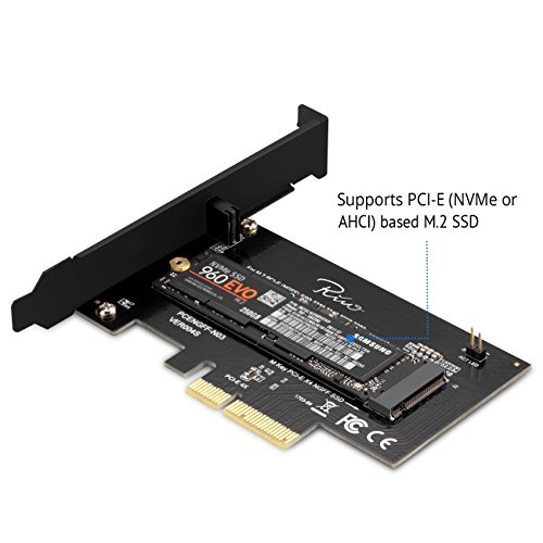 Rivo Pci-E Riser Pcie M.2 Pcie Ssd To Pcie Express 3.0 X4 Adapter Card - Supports M2 Ngff Pci-E 3.0, 2.0 Or 1.0, Nvme Or Ahci, M-Key, 2280, 2260, 2242, 2230 Solid State Drives #TOP5