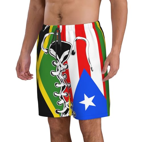 Men's Vintage Puerto Rico Jamaica Jamaican Flag Board Shorts Swim Trunks3