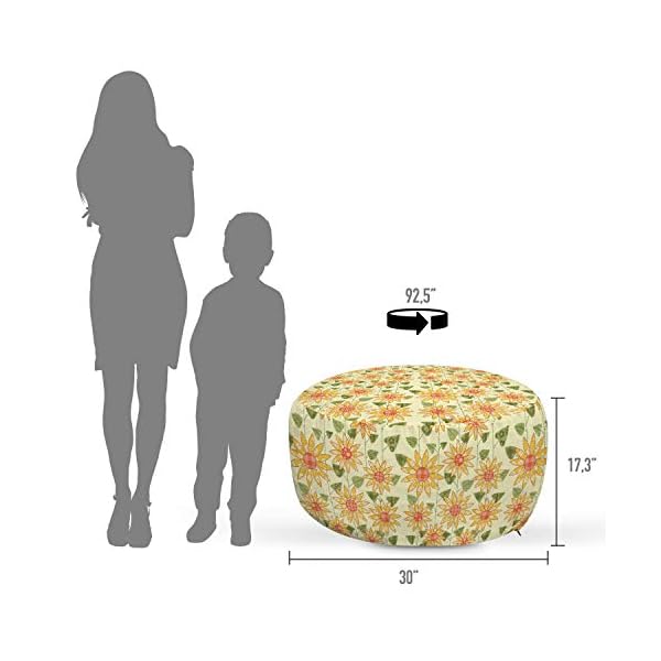 Ambesonne sunflower pouf cover with zipper floral nature pattern in patchwork style rustic country design soft decorative fabric unstuffed case 30 w x 173 l olive green orange  urban country home decor