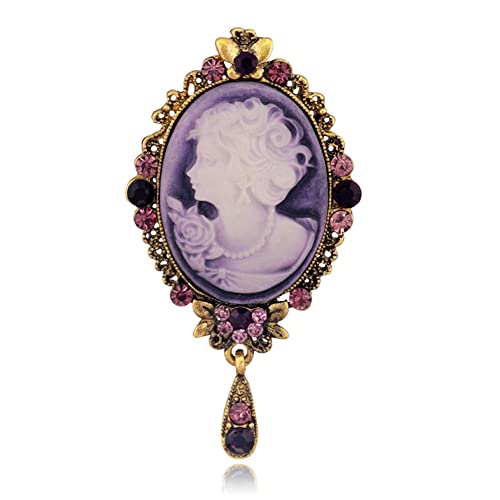 Image of lureme Vintage Elegant Victorian Lady Beauty Cameo with Crystal Brooch Pin (br000017)