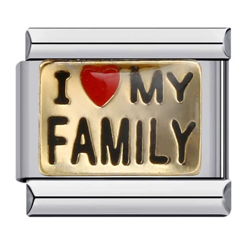 Mon & Sons I Love Dance Family Grandma Cat Dog Football Sex Heart Flower Birthday Mum Sister Charm Silver 9mm Italian Link Compatible With Modular 9mm Bracelet (I Love My Family Heart)
