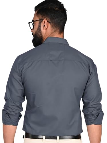 Image of Pinkmint Men's Solid Shirt | Soft Cotton Blend | Formal Shirt | Plain | Full Sleeve - Regular Fit (Available in Plus Size and Pack of 3)