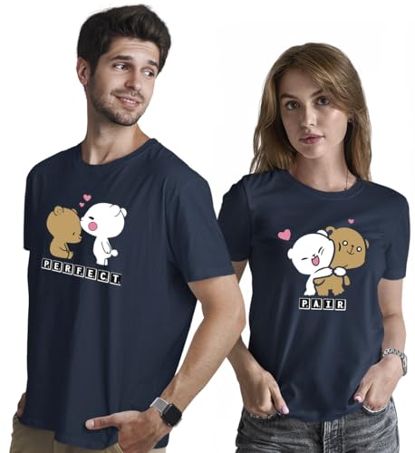 Image of INDISSH Couple Love Printed Matching 100% Cotton Tshirt for Men and Women - CPN-Pair