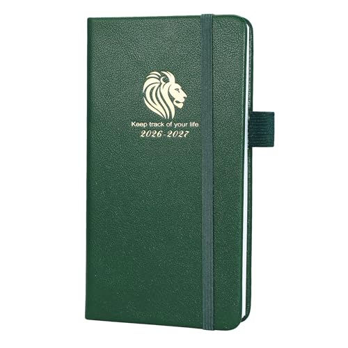 Diary 2026-2027 - 18 Month Diary from Jan. 2026 to Jun.2027 Mid Year, A6 Pocket Week to View, Weekly & Month Planner with Leather Cover, Pen Loop (Green)