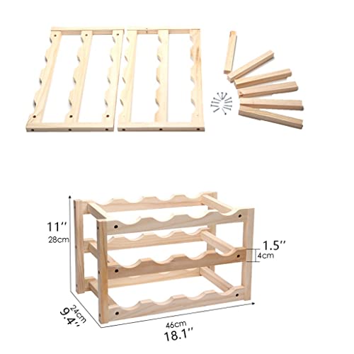 Soporte para botellas de vino de madera sólida 3 niveles miniatura 2