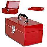 P.I.T. Small Tool Box,Portable Removable Tray Heavy Steel Tool Box with Metal Latch Closure,Black,Tool Storage, Lockable,Mini Tool Box,Small Tool Case for Household, Warehouse,Tools Storage,Home DIY