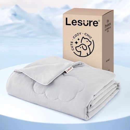 Lesure ペット ひんやりマット 犬 クールマット ペット用 クールブランケット 冷却マット 犬猫用 Q-MAX>0.4 接触冷感 ひんやり 柔らかい 耐久性 洗濯可能 お手入れ便利 暑さ対策 (グレー、100*125cm)