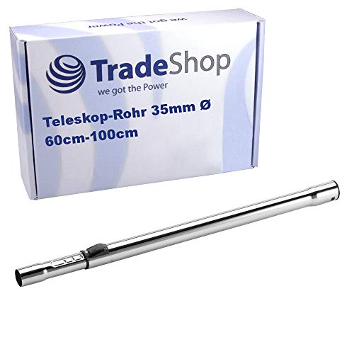 Trade-Shop Tube télescopique universel pour aspirateur de 35 mm de diamètre - Longueur réglable de 60 à 100 cm - Chromé