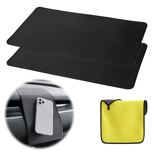 3 almohadillas antideslizantes para salpicadero con paño de limpieza absorbente de doble cara, 27 x 15 cm, almohadilla de gel pegajosa, alfombrilla antideslizante para coche, almohadilla de fijación