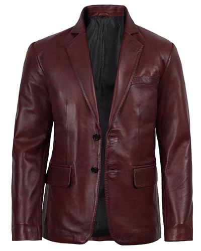 Image of Decrum Mens Leather Blazer - Real Lambskin Stylish Casual Leather Blazer Jackets for Men