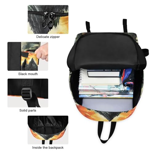 Backpack Lunch Box Set Large Capacity Travel Backpacks and Insulated Lunch Bag for Commute Hiking Picnic Sunset Mountain Print3
