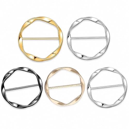 Image of Metal Scarf Ring Clip for Women Shirt Tightener Cinch Buckle T Shirt Tie Ring for Blouse Silk Scarf Shawl Sarong Clothing Accessories