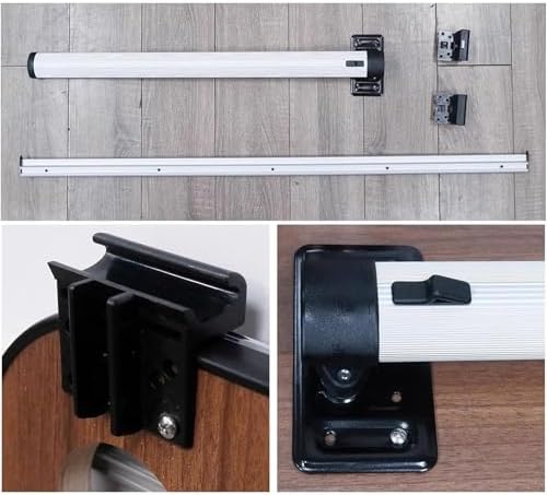 Adjustable RV Dinette Table - Wall Mounted, Dark Gray with Steel Brackets, Perfect for Campervans & Motorhomes - Space-Saving Design for Dining & Work