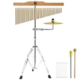 SOCROTO 36-Bar Chimes Percussion, Musical Chimes Instrument Single-Row Wind Chimes with Cymbals 2.5-4FT Height Adjustable Musical Percussion for Orchestras Yoga Choirs Class Church
