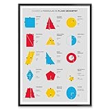 Plane Geometry Shapes and Formulas Poster, Math Print for Classroom