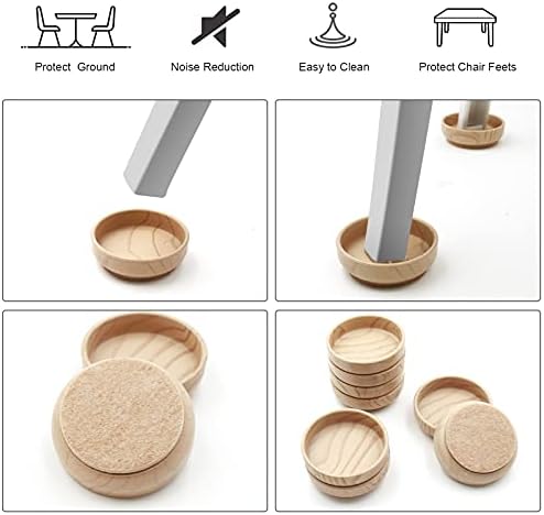 Felt Floor Cups 60mm/ 2.4 Inch Round Furniture Felt Castors Non Slip Floor Protector for Chair Legs Furniture (Beige, 8 Pieces)