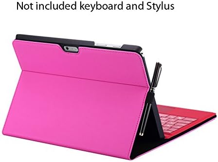 Valkit Microsoft Surface Pro 4 Case, Surface Pro 4 Type Cover, Surface Pro 4 Tablet PU Leather Folio Protective Stand Cases Covers Bag Skin Compatible with Surface Original Keyboard, Pink