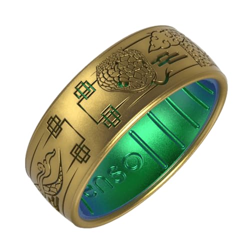 Enso Rings Etched Silicone Ring - Ultra Comfortable - Year of The Snake - Antique Gold-Colored/Dragon - Size 12 by Enso Rings - Image 2