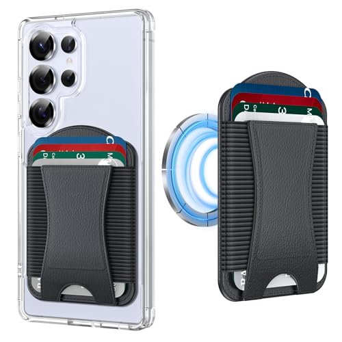 YWXTW 2025 Upgraded Magnetic Wallet for Samsung Galaxy S25/S24 Series and iPhone 16/15/14/13/12 Models, 6 Cards Holder, Minimalist Slim Leather Magnet Wallet