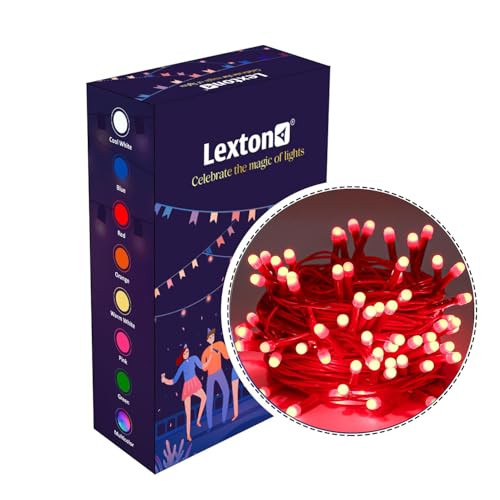 Image of Lexton 40 LED Power Pixel Serial String /Fairy Light | Plug Sourced | Suitable for Home & Outdoor Decoration, Diwali, Christmas, Ramadan, Wedding, Party, Festival (Pack of 1, Red)