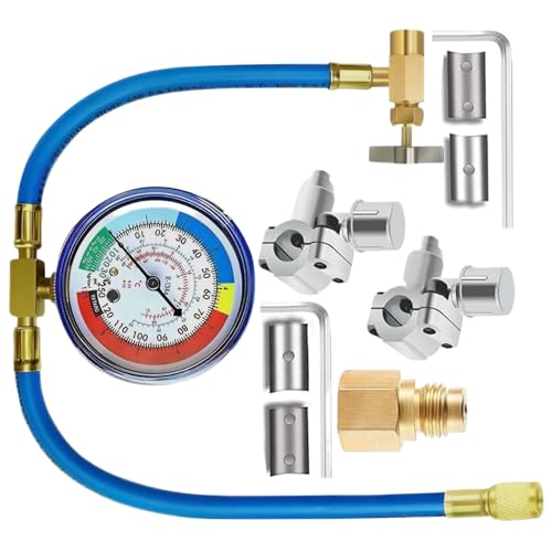 Kit De Carga De Aire Acondicionado Para Coche - Kit De Carga Aire Acondicionado Auto,Conjunto De Manguera Con Válvula Perforación Y Punta Para Gas Refrigerante Mantenimiento Estacional Taller Hogar
