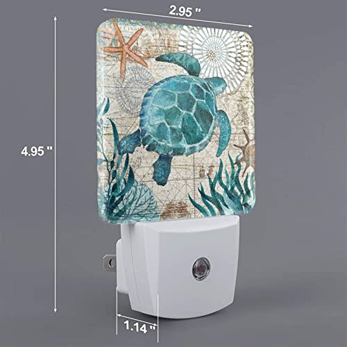 Image of Futterya Plug-in LED Night Light, Sea Turtle Ocean Set of 2 Dusk-to-Dawn Auto Sensor Decor Lamp