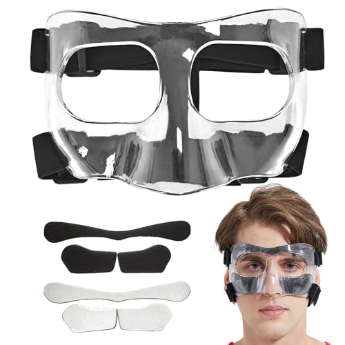 Nose Guard for Broken Nose Adjustable Basketball Baseball Softball Face Guards Face Shield Masks for Adults and Teenagers Sports Training Nose Guard Protects Nose and Face from Injury Clear Close
