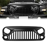 ABS Front Grille with Strip Fit for Wrangler JK/JKU 2007-2018,Black (Anger)