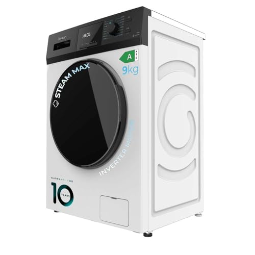 Cecotec Lavadora 9 Kg Bolero Dresscode 9410 Inverter A Essential, 1900W, 1400 rpm Regulables, 16 Programas, Motor Inverter Plus, Bajo Consumo, Vapor, Esterilización de la Ropa
