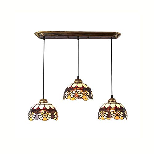 Lampadario in stile Tiffany, Plafoniera per sala da pranzo con paralume in vetro colorato, Lampada a sospensione a sospensione regolabile multicolore per camera da letto / soggiorno / bar ( Size : B )