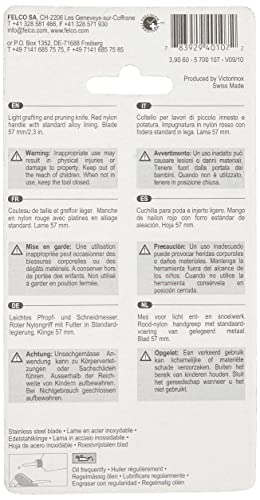FELCO 3.90 60 Okulier- und Schneidmesser (Länge 100 mm, Klinge 57 mm, Schneidmesser für Pfropfungen, Klinge stark gebogen, Gartenmesser aus Edelstahl)
