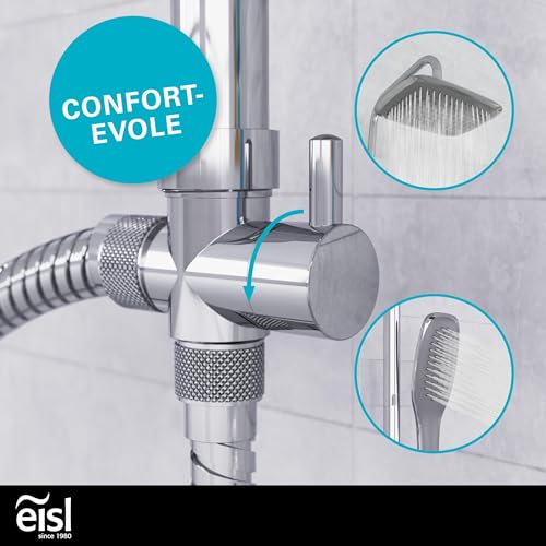 EISL EASY FRESH DX12006 Set doccia senza rubinetto, colonna docia, set doccia con doccia a pioggia grande e doccetta, colonna doccia senza miscelatore, kit di installazione completo, cromato - 4