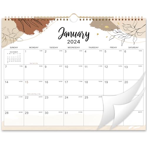 2024 Wall Calendar - 2024 Calendar, 12 Months Calendar from Jan 2024 - Dec 2024, 14.8" x 11.6", Twin-Wire Binding, Thick paper, Large Block with Julian Dates, Hanging Hook