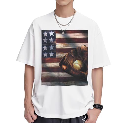 T-shirt drapeau américain femme coton manches courtes col rond haut décontracté