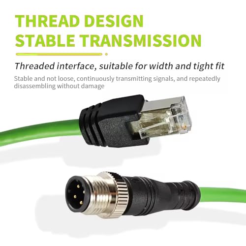 Cable M12 a RJ45, D-Code 4Pin Macho, 1 m, Industrial IP67 miniatura 4