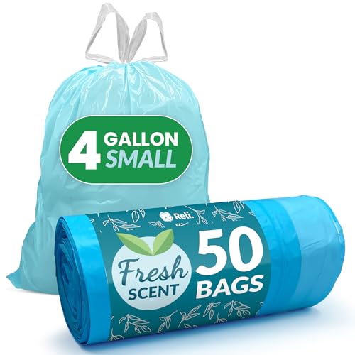 Reli. 4 Gallon Trash Bags Drawstring (50 Count) | Fresh
