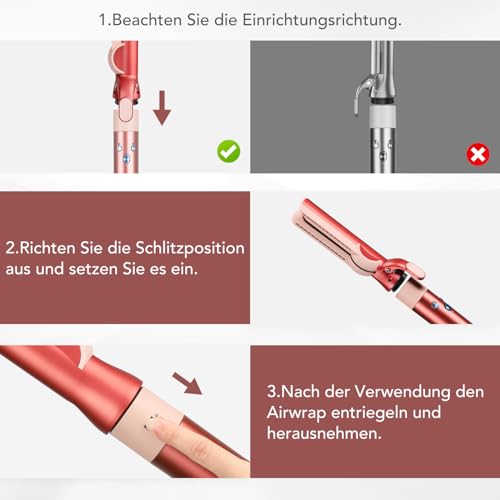 Glätteraufsätze für Dyson Airwrap mit Airflow Technologie ohne heiße Platten für sanftes Haarstyling mit weniger Schäden, Kompatibel mit HS01/HS05/HS08, Korallenrot
