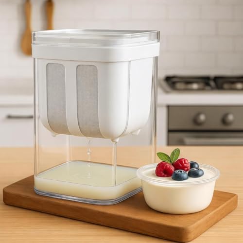 Image of SR 1100ML Greek Yogurt & Curd Maker | Fine Mesh Strainer with Lid | Home Essentials | shrikhand Maker | Hung Curd | Perfect for Homemade Yogurt | Whey Separator | Curd,Cheese & More