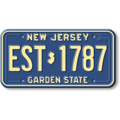 Imán decorativo vintage placa New Jersey 1.9x3.8 in