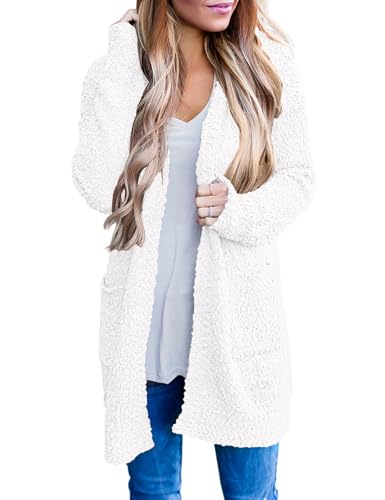 MEROKEETY Women's Long Sleeve Soft Chunky Knit Sweater Open Front Cardigans Outwear Coat