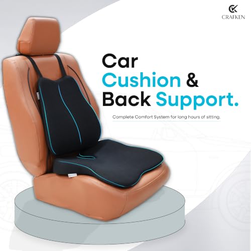 Image of Car Cushion & Back Support - Memory Foam Combo with Coccyx Cushion & Lumbar Support for Driving Comfort, Office Seating, Daily Posture Support & Extended Sitting Hours, (Black Mesh)