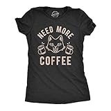 Womens Need More Coffee T Shirt Funny Cat Kitty Animal Lover Graphic Novelty Tee (Heather Black) - S
