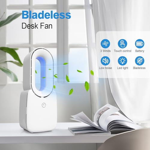 Conbola Rechargeable Desk Fan, Bladeless Battery Operated Fan Small Usb Quiet Table Fan thumb #1