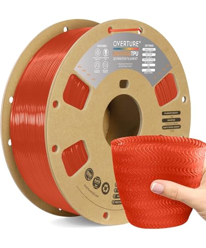 Image of OVERTURE TPU High Speed Filament 1.75mm Flexible Roll, 95A Soft 3D Printer Filament, 1kg Spool (2.2 lbs), Fit Most FDM Printer (HS TPU Translucent Orange)
