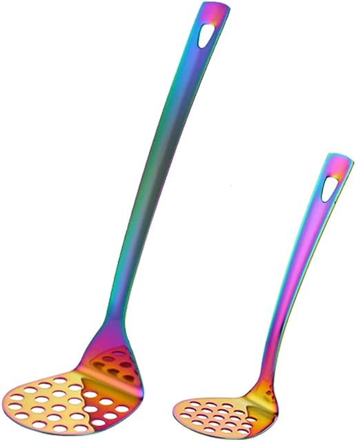 BISDARUN Rainbow Potato Masher Stainless Steel High Quality Masher for Potatoes and Tuber Vegetables Hand Masher Vegetable Fruit Masher Food Masher Dishwasher Safe